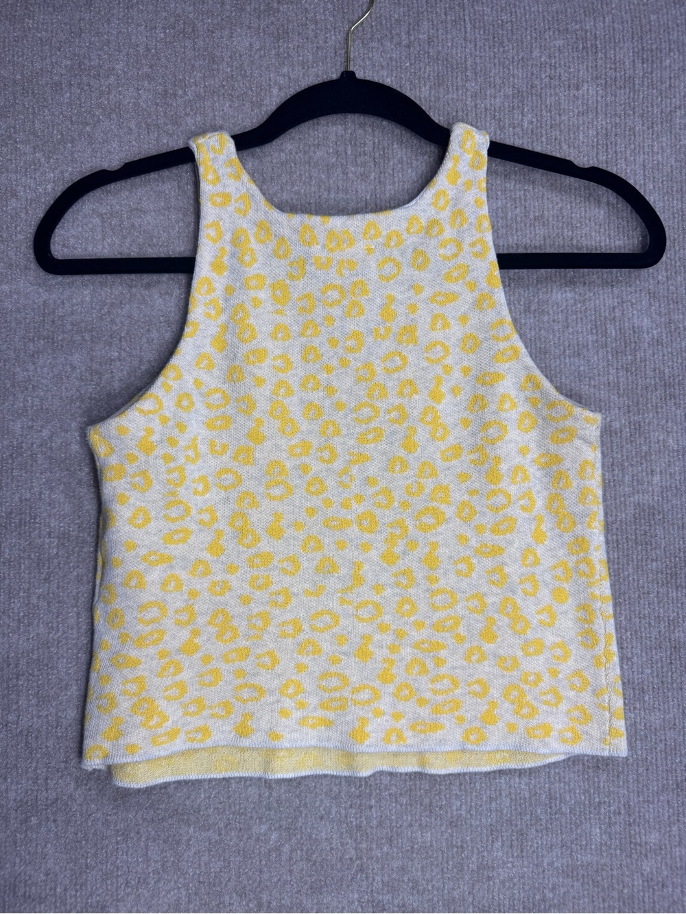 Storia Yellow Animal Print Cropped Textured Tank Size Small - Picture 3 of 7